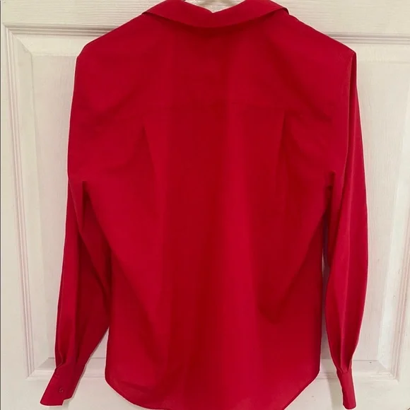 Foxcroft Red Long Sleeve Button Down Shirt with Notched Collar - Picture 7 of 7